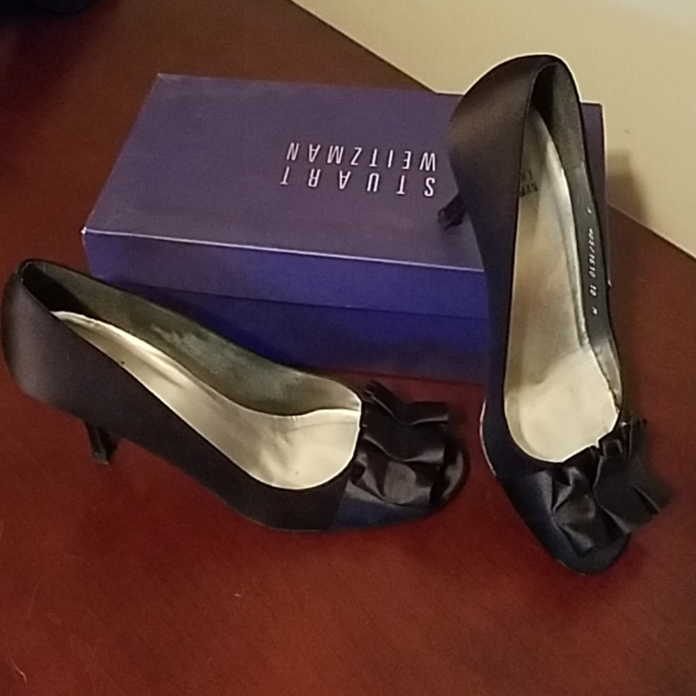 Stuart Weitzman Black Satin Heels